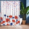 thumbnail image 1 of 4th of July Shower Curtain American Flag Patriotic Shower Curtain with 12 Hooks Red Blue Stars Flowers Pattern Independence Day 4th of July Decorations Shower Curtain, 72''''X72'''', 1 of 6