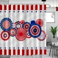 thumbnail image 1 of 4th of July Shower Curtain for Bathroom Patriotic Independence Day American Flag Star Swirl Decoration Pom Poms Flowers Shower Curtain Set with Hooks 72''''X72'''', 1 of 6