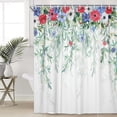 thumbnail image 1 of 4th of July Shower Curtain, Red White and Blue Flowers Sage Eucalyptus Patriotic Leaves Independence Bath Curtain, Memorial Veterans Fabric Waterproof Home Decor Shower Curtain Set with Hooks, 60X70in, 1 of 5