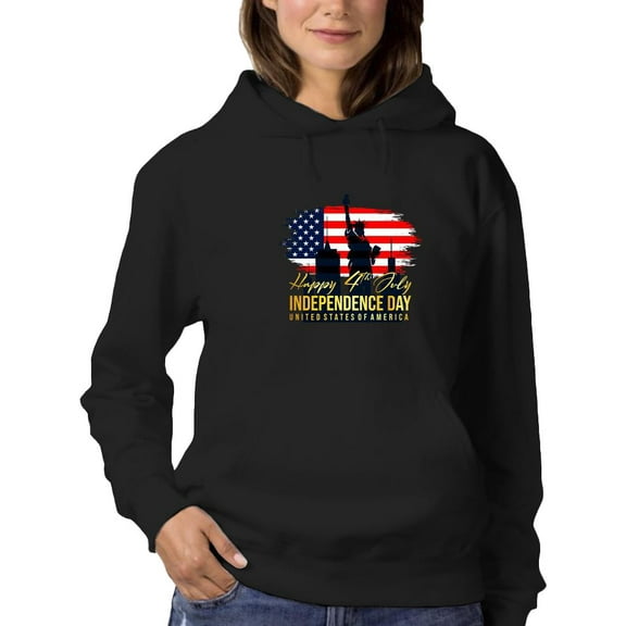 4th July Skyline Silhouette Hoodie Women -Image by Shutterstock, Female Medium