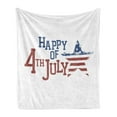 thumbnail image 1 of 4th of July Soft Flannel Fleece Blanket, Grunge Celebration of Independence Day of United States of America, Cozy Plush for Indoor and Outdoor Use, 50" x 60", Ruby Violet Blue White, by Ambesonne, 1 of 6