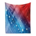 thumbnail image 1 of 4th of July Soft Flannel Fleece Blanket, Independence Day Themed Abstract Diamond Rhombus with Star Liberty Freedom, Cozy Plush for Indoor and Outdoor Use, 50" x 60", Red White Blue, by Ambesonne, 1 of 5