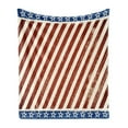 thumbnail image 1 of 4th of July Soft Flannel Fleece Throw Blanket, Abstract Diagonal Stripes with Stars Old Glory Themed Illustration, Cozy Plush for Indoor and Outdoor Use, 70" x 90", Beige Navy Blue Ruby, by Ambesonne, 1 of 5