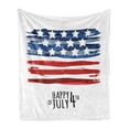thumbnail image 1 of 4th of July Soft Flannel Fleece Throw Blanket, American Flag in Abstract Style Paintbrush Effect Stripes Happy Day, Cozy Plush for Indoor and Outdoor Use, 50" x 70", Multicolor, by Ambesonne, 1 of 6