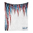 thumbnail image 1 of 4th of July Soft Flannel Fleece Throw Blanket, Independence Day Themed Stars and Swirled Stripes Composition, Cozy Plush for Indoor and Outdoor Use, 50" x 70", Red White and Navy Blue, by Ambesonne, 1 of 5