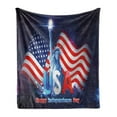 thumbnail image 1 of 4th of July Soft Flannel Fleece Throw Blanket, Liberty Design Holding Justice Liberty Graphic Design Illustration, Cozy Plush for Indoor and Outdoor Use, 60" x 80", Multicolor, by Ambesonne, 1 of 5