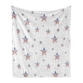thumbnail image 1 of 4th of July Soft Flannel Fleece Throw Blanket, Scattered Stars with American Flag Motifs Independence Day Theme, Cozy Plush for Indoor and Outdoor Use, 60" x 80", Ruby Navy Blue White, by Ambesonne, 1 of 6