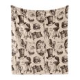 thumbnail image 1 of 4th of July Soft Flannel Fleece Throw Blanket, Vintage Americana Elements National Loyalty Culture Design, Cozy Plush for Indoor and Outdoor Use, 50" x 60", Beige and Army Green, by Ambesonne, 1 of 6