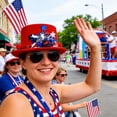 thumbnail image 1 of 4th of July Sparkly Hats,Red White Blue Sequins Illuminate Decorative Hat for Dress Up Party Performance Props Independence Day Holiday Accessories,Red, 1 of 6