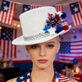 thumbnail image 1 of 4th of July Sparkly Hats,Red White Blue Sequins Illuminate Decorative Hat for Dress Up Party Performance Props Independence Day Holiday Accessories,White, 1 of 6