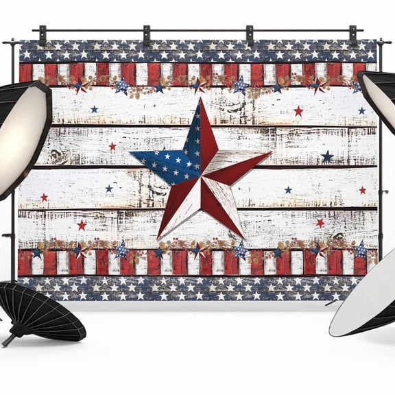 4th of July Star Backdrop for Photography, Fabric Photo Background Backdrop, Independence Day American Flag Photo Booth Background for Portrait Photoshoot Video Wedding Studio Decoration Banner 7x5ft
