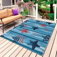 thumbnail image 1 of 4th of July Star Cute Outdoor Rug 3x5 Ft, Non Slip Washable Area Rug, Blue Wooden Striped Farmhouse Patio Rugs Carpet Runner, Large Floor Mat for Indoor/Outdoor Deck Porch Camping, 1 of 8