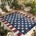 thumbnail image 1 of 4th of July Star Outdoor Rug 6x9 Ft - Reversible Patio Rug Outdoor Camping Rugs, Retro Blue Star Red Striped Independence Day Indoor Outdoor Area Rugs, Non-Slip Outdoor Carpet Runner for Deck/Porch, 1 of 8