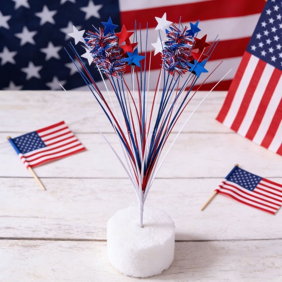 4th of July Star Picks Decorations, Patriotic Red White Blue Party Supplies for Independence Day Centerpieces, Star Insert Decorations for Home Table Wreath Vase Party Decor
