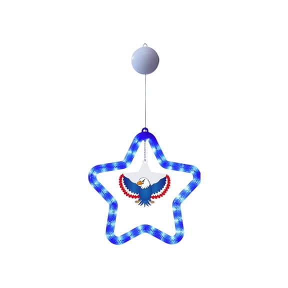 4th of July Star Window Lights, Patriotic Independence Day LED Window Decor, Red Star Shaped String Lights with Suction Cup, American Flag Decorative Lights for Fourth of July, Memorial Day