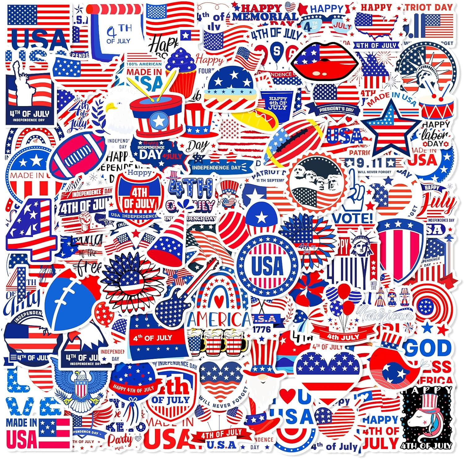 4th of July Stickers, 100 PCS Independence Day Stickers American ...