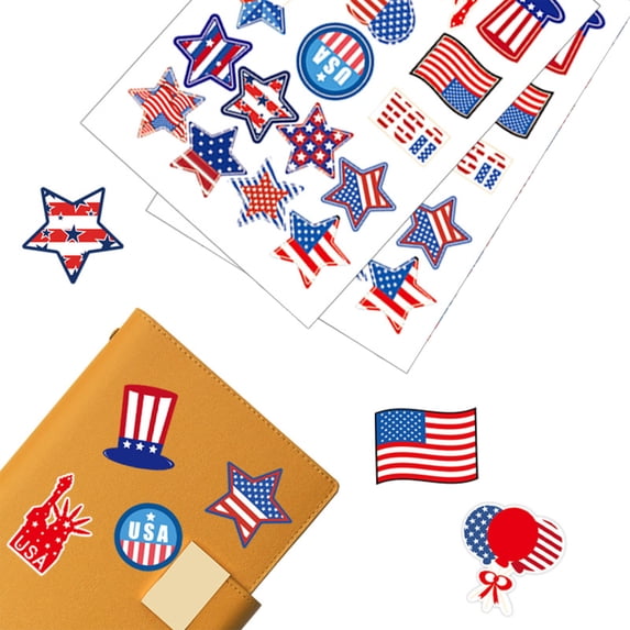 4th of July Stickers Patriotic American Flag Decals 2 Pack Waterproof Removable Independence Day Sticker Sheet for Laptop Car Water Bottle Party Decorations by PALIFEUR