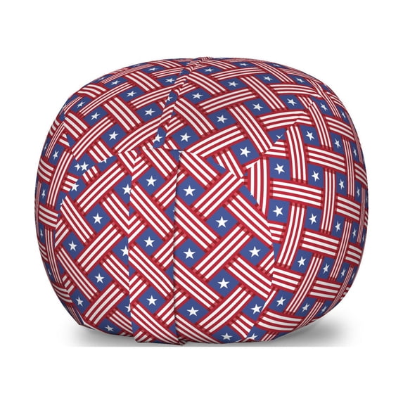 4th of July Storage Toy Bag Chair, Diagonal Stripes with Stars Union of the States Day of Independence, Stuffed Animal Organizer Washable Bag, Small Size, Violet Blue Red White, by Ambesonne