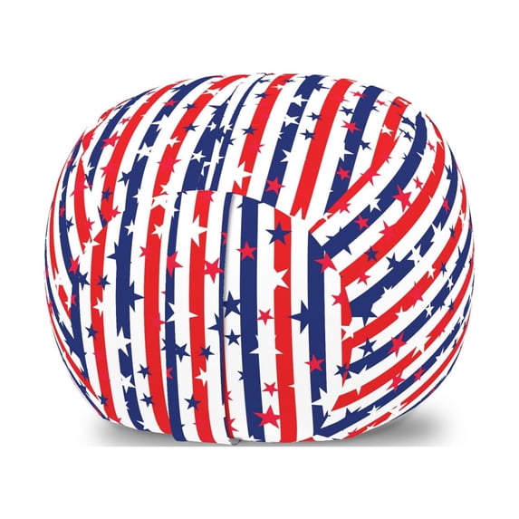 4th of July Storage Toy Bag Chair, Patriotic Art Design Repetitive Vertical Stripes and Star Shapes, Stuffed Animal Organizer Washable Bag, Large Size, White Red Dark Lavender, by Ambesonne