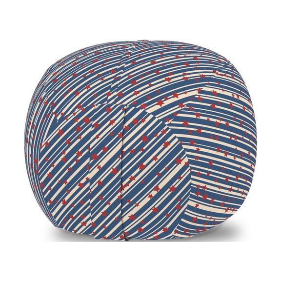 4th of July Storage Toy Bag Chair, Vintage Design Diagonal Stripes and Patriotic Stars Illustration, Stuffed Animal Organizer Washable Bag, Large Size, Beige Dark Lavender Rust, by Ambesonne