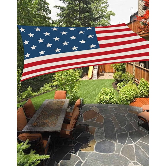 4th of July Sun Sail Shades Rectangle Canopy,Sunlight Block Heavy Duty Curved Backyard Shade Cover, Red Stripes Independence Day Waterproof Sun Shades for Patios Garden Pergola Outdoor 6.5'x10'