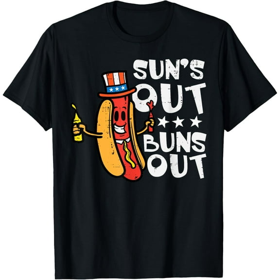 4th July Suns Out Buns Out Hotdog Patriotic Men Women T-Shirt Tops Tee