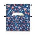 thumbnail image 1 of 4th of July Swag Curtains for Living Room/Bedroom Windows, Navy Blue Red Stars Independence Day Abstract Kitchen Curtains and Valances Set 36 Inch Length, Light Filtering Swags Valance Curtain Panels, 1 of 5