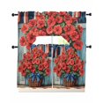 thumbnail image 1 of 4th of July Swag Curtains for Living Room/Bedroom Windows, Patriotic Red Poppy Flowers American Flag Kitchen Curtains and Valances Set 36 Inch Length, Light Filtering Swags Valance Curtain Panels, 1 of 5