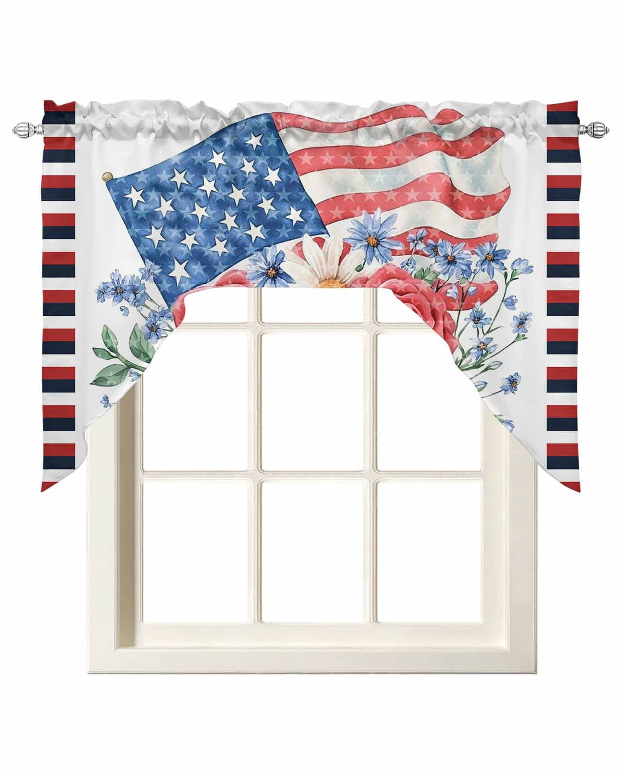 4th of July Swag Valances for Windows, Small Curtains Drapes, American ...