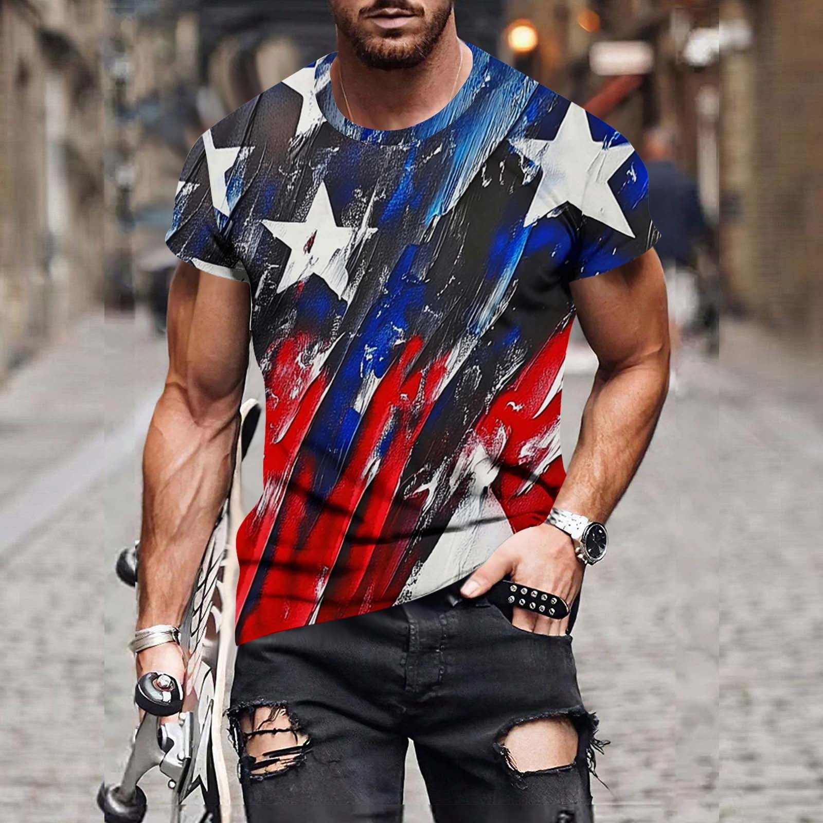 4th of July T Shirts for Men American Flag T-Shirt Patriotic T Shirts ...