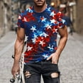thumbnail image 1 of 4th of July T-Shirts Men American Flag T-Shirts Men Red White and Blue T-Shirt Mens American Flag Shirt Men Casual Fashion Printing Pullover Short Sleeve Round-Neck T-Shirt Top, 1 of 5