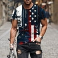 thumbnail image 1 of 4th of July T Shirts for Men Mens Fourth of July Shirts Fourth of July T Shirts for Men American Flag Shirt Mens Men's Independence Day Printed Round Neck Short Sleeved Tops Blouses, 1 of 5
