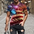 thumbnail image 1 of 4th of July T Shirts Men Patriotic T Shirt Men Red White and Blue Tshirt Mens American Flag Shirt Fashion Men Comfortable Printing Short Sleeve Round-Neck Blouses Shirts, 1 of 5