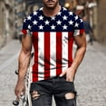 thumbnail image 1 of 4th of July T Shirts Men Patriotic T Shirt Men Red White and Blue Tshirt Mens American Flag Shirt Fashion Men Comfortable Printing Short Sleeve Round-Neck Blouses Shirts, 1 of 5