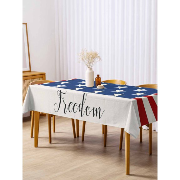 4th of July Table Cloth 54x108 Inch Rectangle, Star Patriotic Independence Day Red Stripe Waterproof Tablecloth Washable Table Cover for 250th Anniversary Party Picnic Dinner Decor