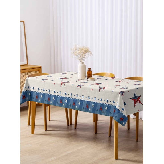 4th of July Table Cloth 54x108 Inch Rectangle, USA Flag Star Patriot Cotton Linen Waterproof Tablecloth Washable Table Cover for 250th Anniversary Party Picnic Dinner Decor