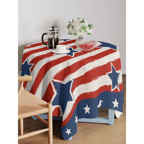 4th of July Table Cloth 54x54 Inch Square, Patriotic Stars Red Stripe Independence Day US Flag Waterproof Tablecloth Washable Table Cover for 250th Anniversary Party Picnic Dinner Decor