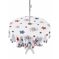 thumbnail image 1 of 4th of July Table Cloth Round Tablecloth, Independence Day Blue Red Star Firework Waterproof Wrinkleproof Table Cover with Umbrella Hole and Zipper for Party/Dining/Patio/Wedding 60 Inch, 1 of 9