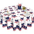 thumbnail image 1 of 4th of July Table Cloth Tablecloth Round 60 Inch Patriotic American Flag Tablecloth Washable Table Cover Reusable Memorial Day Tablecloth for Home Party Picnic, 1 of 6