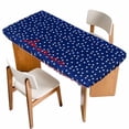 thumbnail image 1 of 4th of July Table Cloths for 3 Foot Rectangle Tables, Independence Day American Patriotic Stars Blue Patio Waterproof Elastic Fitted Tablecloths, Washable Rectangular Table Cover for Camping, 1 of 8