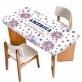 thumbnail image 1 of 4th of July Table Cloths for 3 Foot Rectangle Tables, Independence Day Blue Red Star Fireworks Patio Waterproof Elastic Fitted Tablecloths, Washable Rectangular Table Cover for Camping, 1 of 8