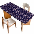 thumbnail image 1 of 4th of July Table Cloths for 8 Foot Rectangle Tables, Navy US Flag Independence Day Stars Red Stripes Patio Waterproof Elastic Fitted Tablecloths, Washable Rectangular Table Cover for Camping, 1 of 8