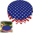 thumbnail image 1 of 4th of July Table Cover Round Tablecloth 60 Inch America Memorial Day 250 Years of Freedom 1776-2026 Patriotic Circular Table Cloth Machine Washable Waterproof Fabric(E), 1 of 9