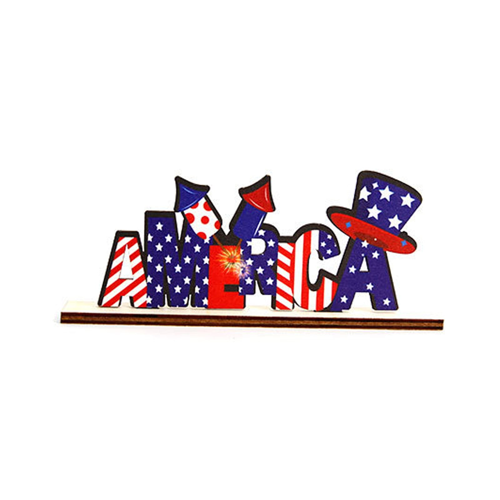 4th of July Table Decorations, 3" Patriotic Wooden Centerpiece Sign ...