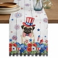 thumbnail image 1 of 4th of July Table Runner 108 Inches, Independence Day Patriotic Flowers Dogs Grey Bed Runner Dresser Scarves Tabletop for Indoor Outdoor Parties/Ceremony/Banquet, 13"x 108", 1 of 9