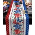 thumbnail image 1 of 4th of July Table Runner 13x48 Inches Long Patriotic Stars Runner for Table Poppy Independence Day Small Table Runners Washable Dresser Scarf for Kitchen Coffee Dining Memorial Day Holiday Party, 1 of 6