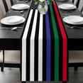 thumbnail image 1 of 4th of July Table Runner 36 Inches Long, Blue Green Red Line American Flag Kitchen Coffee Dining Table Decoration for Home Party Birthday Wedding Home Decor 13x36 Inches, 1 of 8