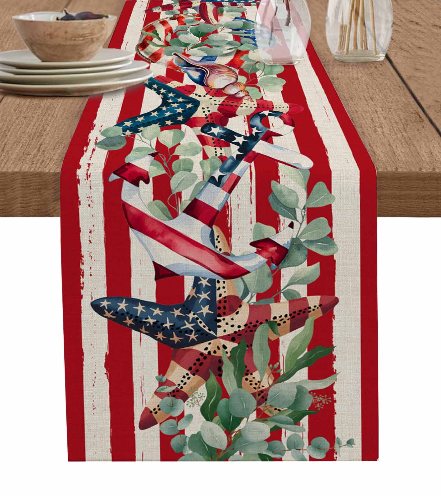 4th of July Table Runner - 60 Inch Long, Kitchen Dining Table Runner ...