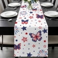 thumbnail image 1 of 4th of July Table Runner 60 Inches Long, Butterfly Star Blue Red Fireworks Independence Day Kitchen Coffee Dining Table Decoration for Home Party Birthday Wedding Home Decor 13x60 Inches, 1 of 8