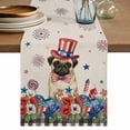 thumbnail image 1 of 4th of July Table Runner 70 Inches, Independence Day Patriotic Flowers Dogs Beige Bed Runner Dresser Scarves Tabletop for Indoor Outdoor Parties/Ceremony/Banquet, 13" x 70", 1 of 9